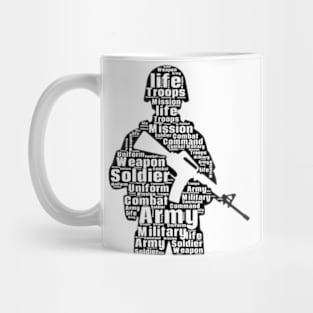 soldier word cloud black Mug